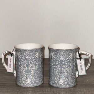 Morris & Co Porcelain Fine China  Snakehead print Two 18oz. Coffee Mug Set NWT
